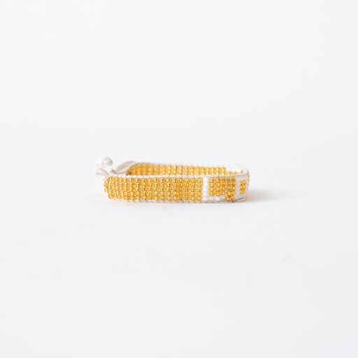 Woven LOVE Bracelet - Gold/White lifestyle image