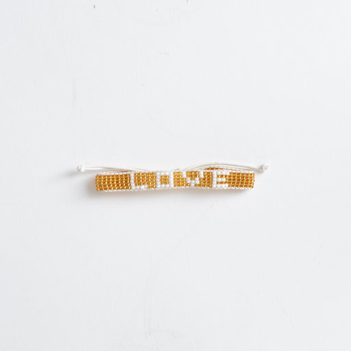 Woven LOVE Bracelet - Gold/White
