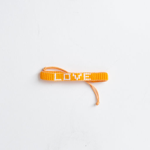 Woven LOVE Bracelet - Orange/White