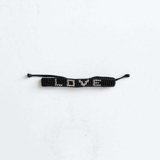 Woven LOVE Bracelet - Black/Silver