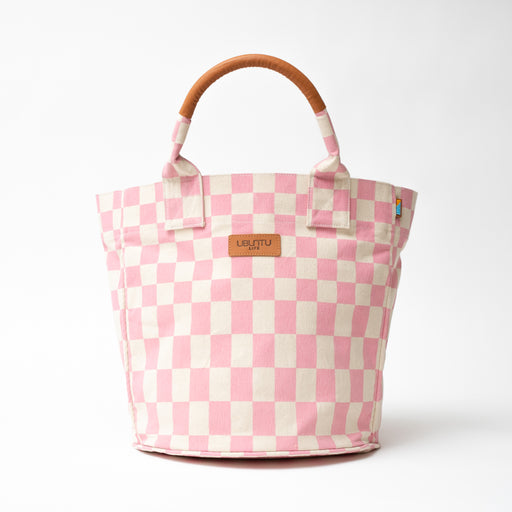 FINAL SALE: Checkered Weekender - Pink/Eggshell