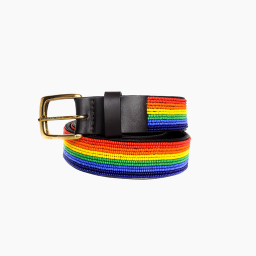 FINAL SALE: Beaded Belt - Rainbow Stripe