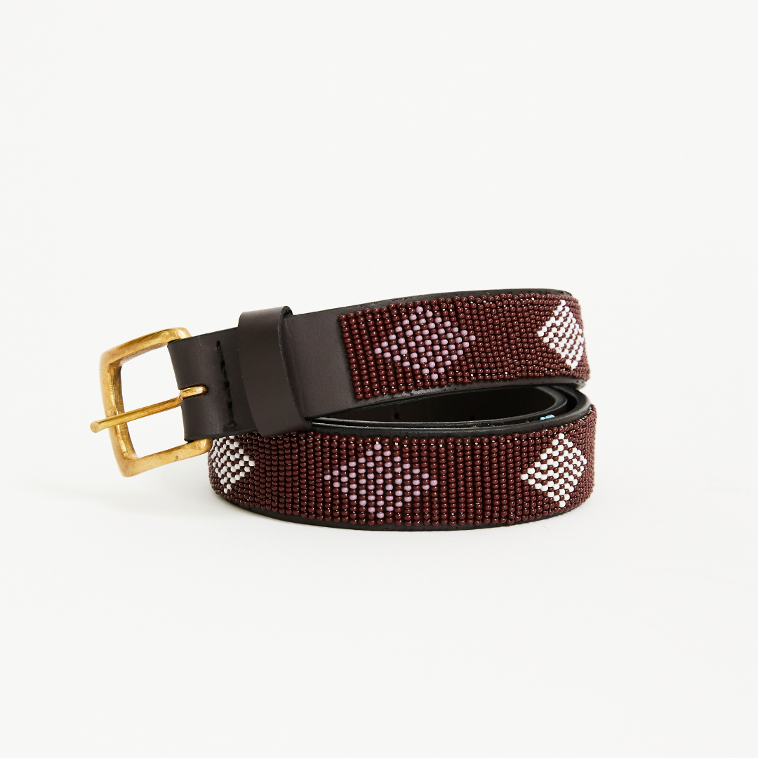 FINAL SALE: Diamond Belt - Maroon with Purple/White – Ubuntu Life