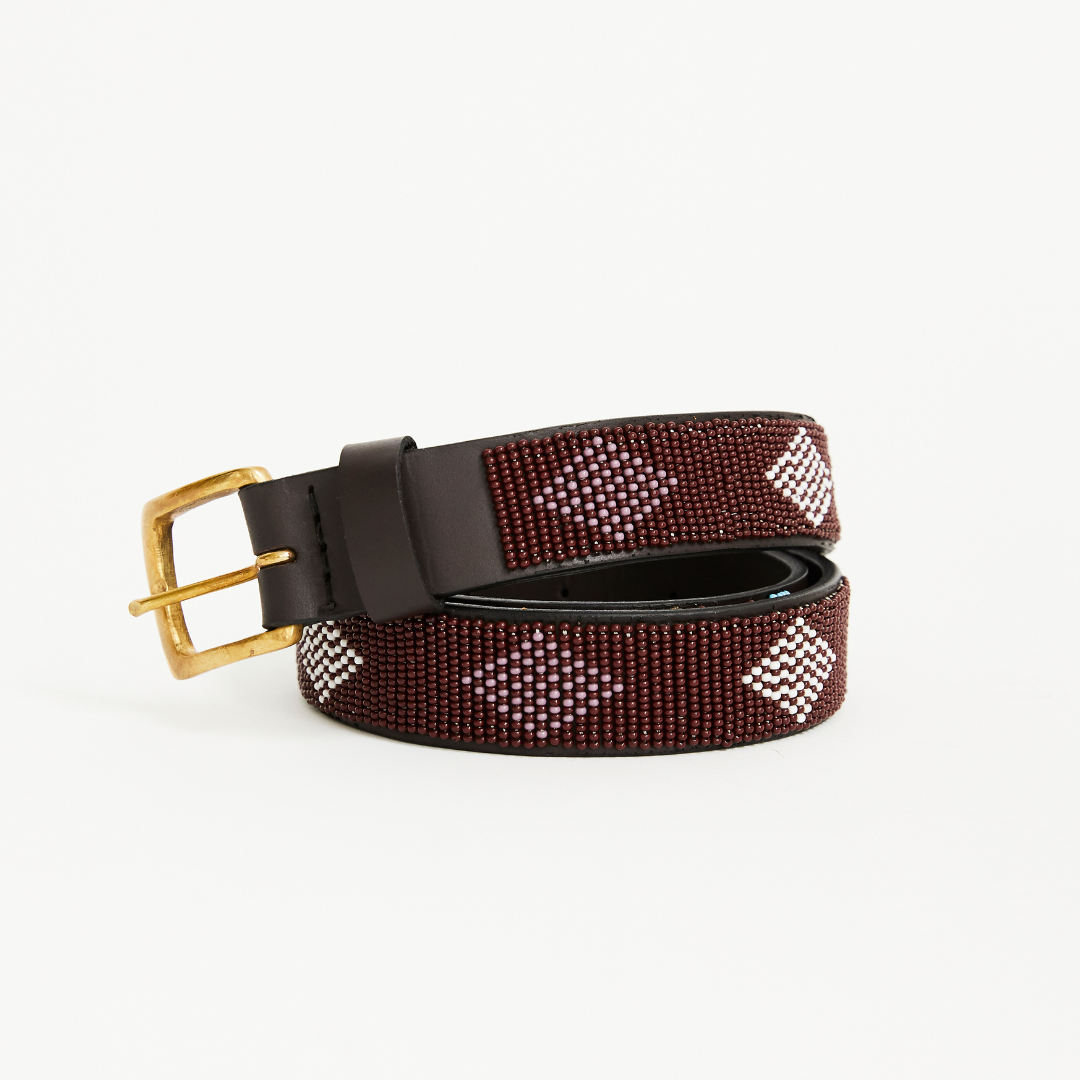 FINAL SALE Diamond Belt Brown with Purple White Ubuntu Life