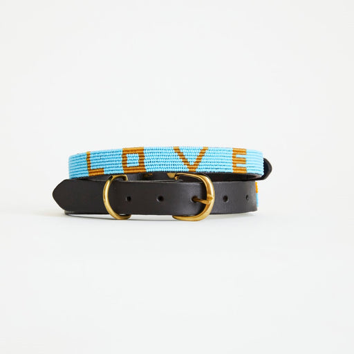 SAMPLE SALE: LOVE Dog Collar - Turquoise/Gold