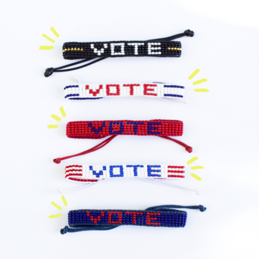 FINAL SALE: Woven VOTE Bracelet - White/Red lifestyle image