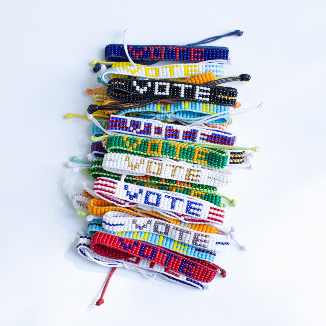 Woven VOTE Bracelet - Red/Navy